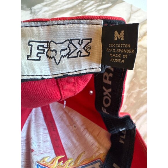 Fox Racing Flexfit Embroidered Baseball Cap In Red Flame Logo Stretch Fit - Picture 5 of 6